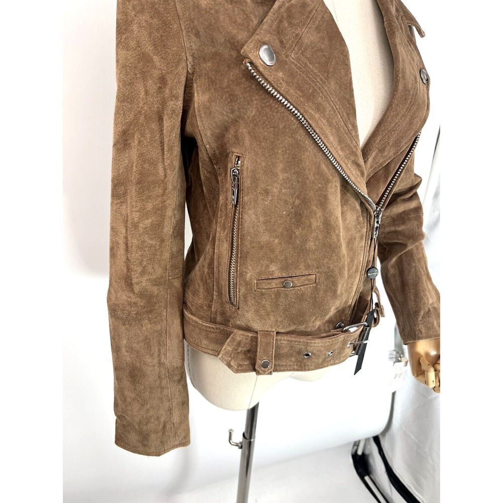 New Blank NYC Suede Moto Jacket Womens Medium Coffee Bean Brown Leather - Picture 4 of 13